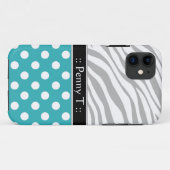 Turquoise Polka Dot Fade Zebra Print iPhone 5 Hoes (Achterkant (horizontaal))