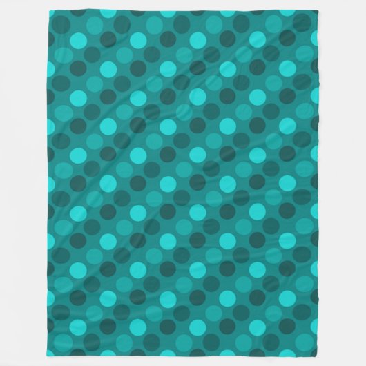 Turquoise Polka Dot Fleece Deken (Voorkant)