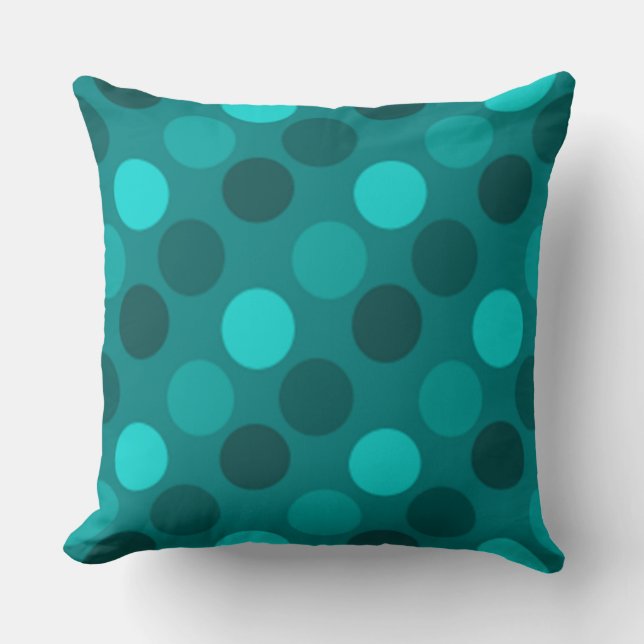 Turquoise Polka Dot Kussen (Voorkant)