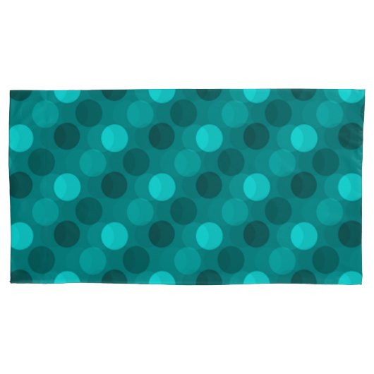 Turquoise Polka Dot Kussensloop (Voorkant-Links)