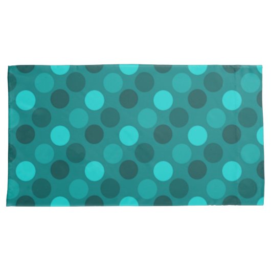 Turquoise Polka Dot Kussensloop (Voorkant-Rechts)