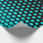 Turquoise Polka Dot Modern Black Cadeaupapier (Hoek)