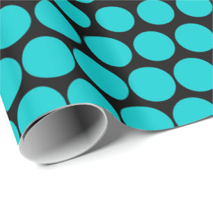 Turquoise Polka Dot Modern Black Cadeaupapier