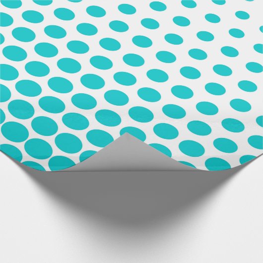 Turquoise Polka Dot Modern White Cadeaupapier (Hoek)
