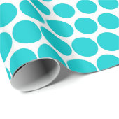 Turquoise Polka Dot Modern White Cadeaupapier (Rol Hoek)