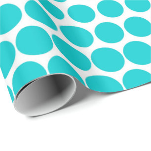Turquoise Polka Dot Modern White Cadeaupapier