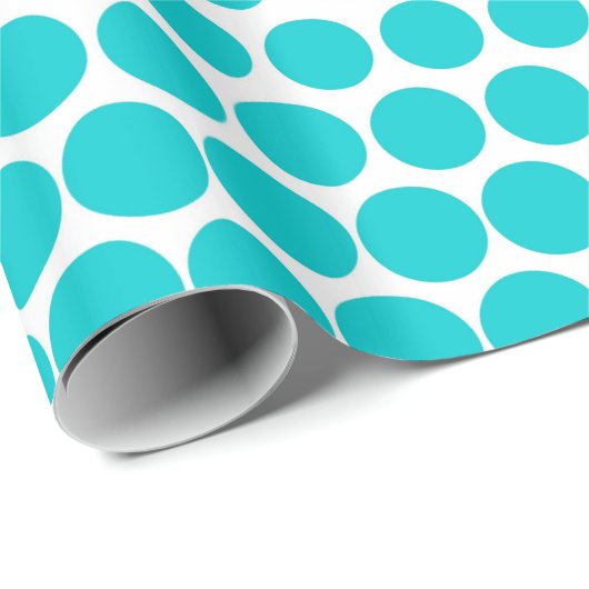 Turquoise Polka Dot Modern White Cadeaupapier (Rol Hoek)