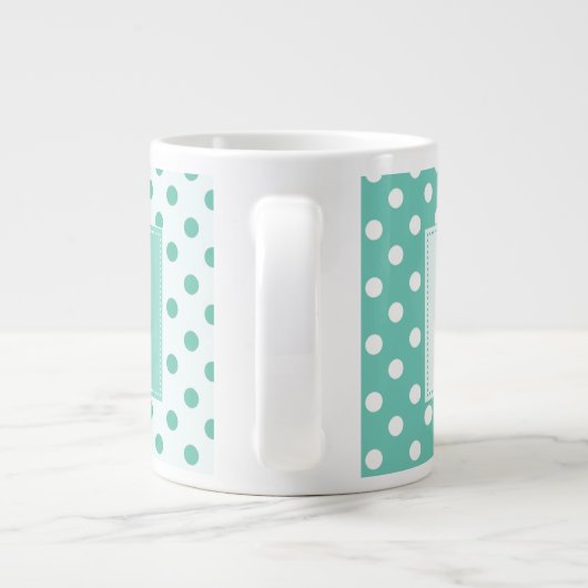 Turquoise Polka Dot Monogram Jumbo Mok (Achterkant)