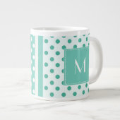 Turquoise Polka Dot Monogram Jumbo Mok (Voorkant rechts)
