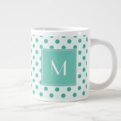 Turquoise Polka Dot Monogram Jumbo Mok (Rechts)