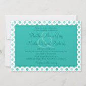 Turquoise Polka Dot Ribbon Wedding Uitnodiging (Achterkant)
