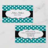 Turquoise Polka Dot Visitekaartjes (Voorkant / Achterkant)