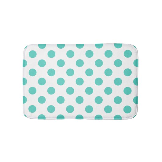 Turquoise polka dots badmat (Voorkant)