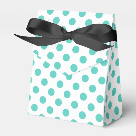 Turquoise polka dots bedankdoosjes (Voorkant Zijde)