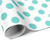Turquoise polka dots cadeaupapier (Rol Hoek)