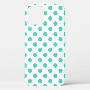 Turquoise polka dots iPhone 12 hoesje