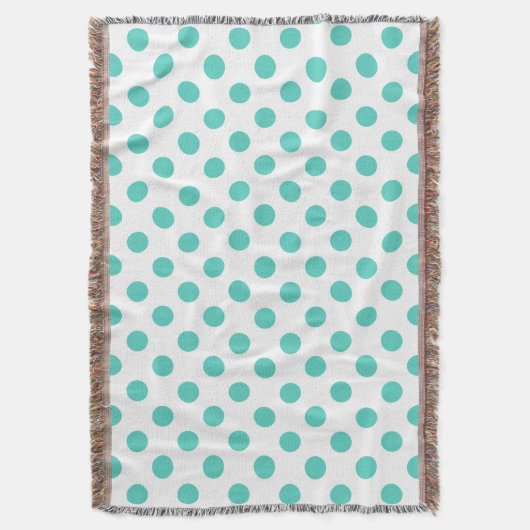 Turquoise polka dots deken (Voorkant Verticaal)