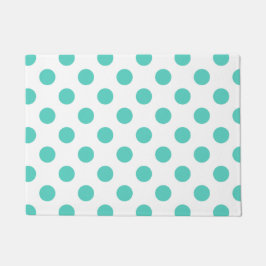 Turquoise polka dots deurmat