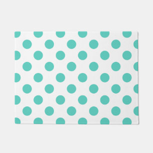 Turquoise polka dots deurmat