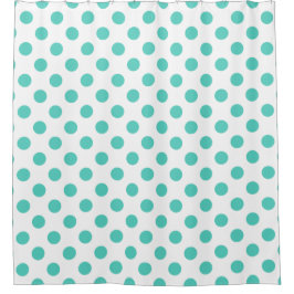 Turquoise polka dots douchegordijn