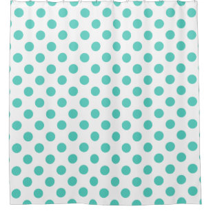 Turquoise polka dots douchegordijn