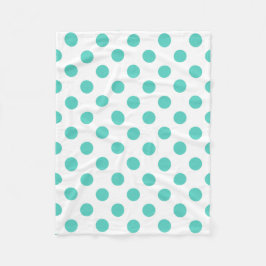 Turquoise polka dots fleece deken