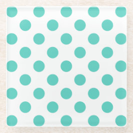 Turquoise polka dots glazen onderzetter