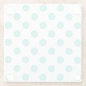 Turquoise polka dots glazen onderzetter (Achterkant)