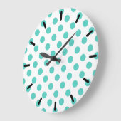 Turquoise polka dots grote klok (Hoek)