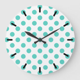 Turquoise polka dots grote klok