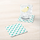Turquoise polka dots kartonnen onderzetters (Insitu)