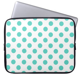Turquoise polka dots laptop sleeve