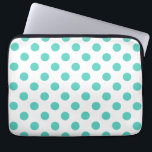 Turquoise polka dots laptop sleeve<br><div class="desc">Turquoise polka stipt op witte achtergrond</div>