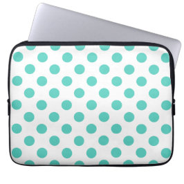 Turquoise polka dots laptop sleeve