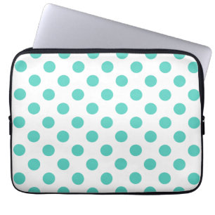 Turquoise polka dots laptop sleeve