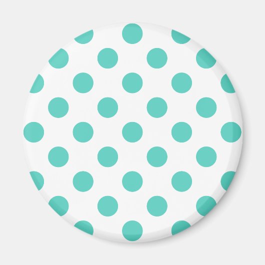 Turquoise polka dots magneet (Voorkant)