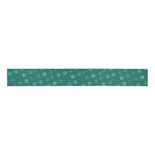 Turquoise Polka Dots Modern & Elegant Kerstmis Grosgrain Lint (Voorkant)