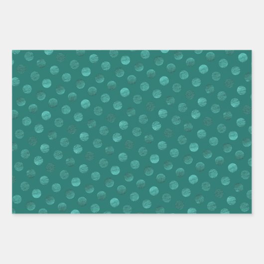 Turquoise Polka Dots Modern & Elegant Kerstmis Inpakpapier Vel (Voorkant 3)