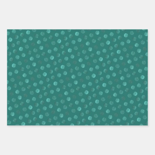 Turquoise Polka Dots Modern & Elegant Kerstmis Inpakpapier Vel (Voorkant)