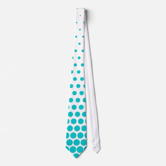 Turquoise Polka Dots Modern White Stropdas (Voorkant)