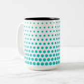 Turquoise Polka Dots Modern White Tweekleurige Koffiemok (Voorkant links)