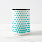 Turquoise Polka Dots Modern White Tweekleurige Koffiemok (Center)