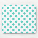 Turquoise polka dots muismat<br><div class="desc">Turquoise polka stipt op witte achtergrond</div>