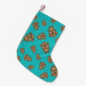 Turquoise polka dots nerd monkey kleine kerstsok (Voorkant (Hangend))