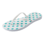 Turquoise Polka Dots op Wit Teenslippers (Schuin)