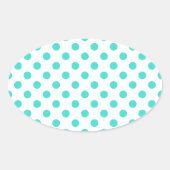 Turquoise Polka Dots Ovale Sticker (Voorkant)