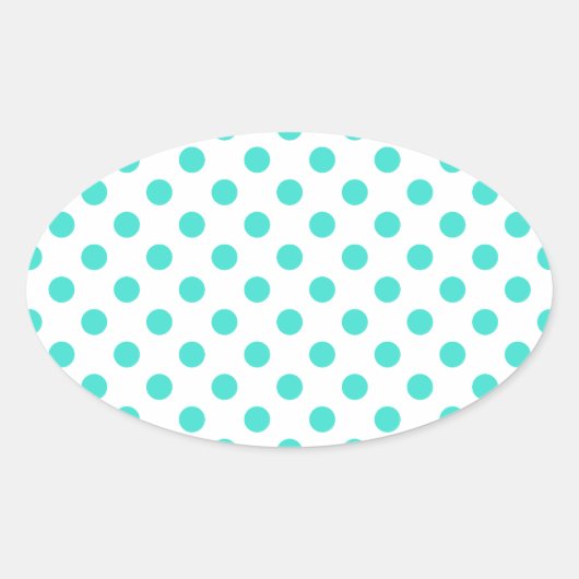 Turquoise Polka Dots Ovale Sticker (Voorkant)