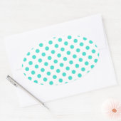 Turquoise Polka Dots Ovale Sticker (Envelop)