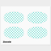 Turquoise Polka Dots Ovale Sticker (Vel)
