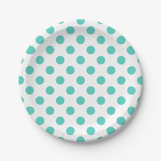Turquoise polka dots papieren bordje (Voorkant)